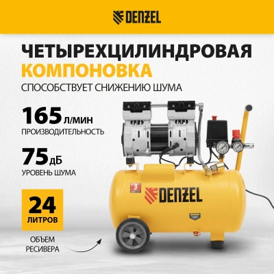 Компрессор безмасляный DENZEL DLS950/24 купить