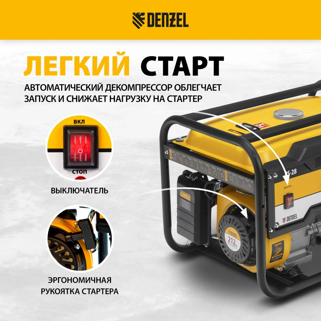 Генератор бензиновый DENZEL PS 28 цена