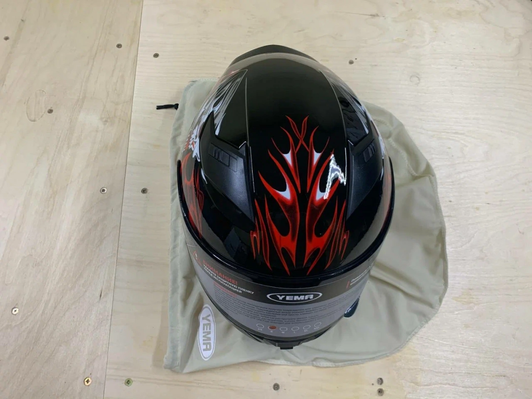 Шлем защитный VMC "YEMA" YM-829, с тонированным визором,black red ghost,размер S цена
